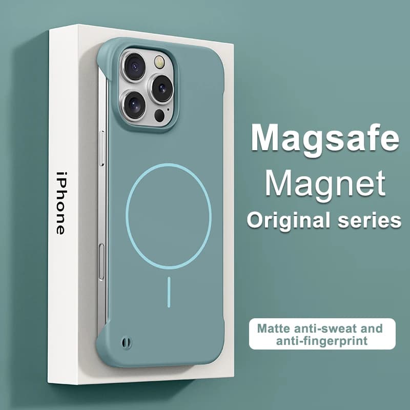 Custodia ultra sottile senza telaio per iPhone 16 15 14 13 12 Pro Max 16 Plus per Magsafe Custodia magnetica per caricabatterie wireless Cover per telefono Capa Shell