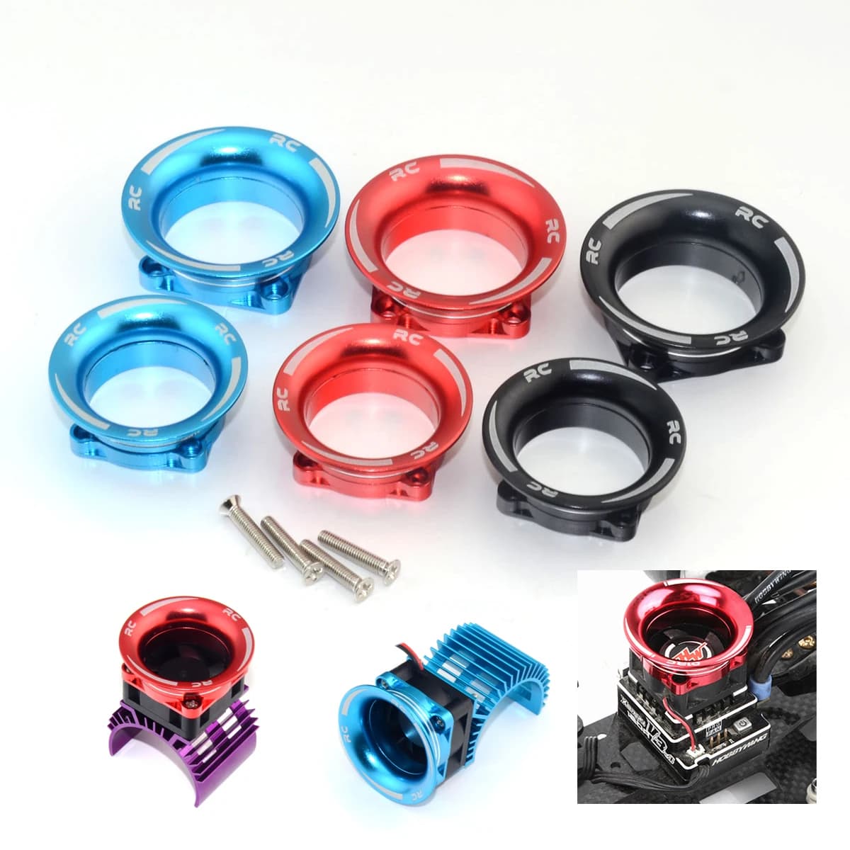 25mm 30mm Serie Ventola di raffreddamento Copertura Canale di raffreddamento ad aria per 380 550 3650 Motore/ESC Dissipatore di calore 1/10 1/8 Sakura D3 D4 HSP RC Auto