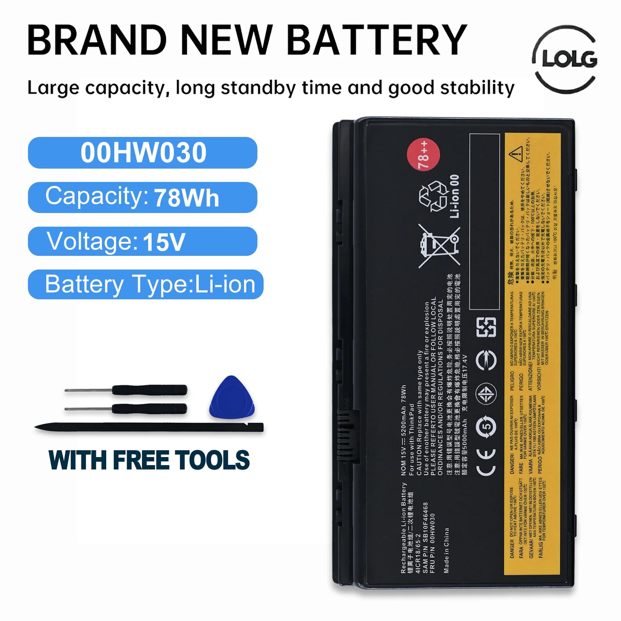 LOLG Nuova batteria per laptop 00HW030 01AV451 SB10F46468 per Lenovo ThinkPad P70 P71 20ER003QGE 20HK0003GE Mobile Workstation