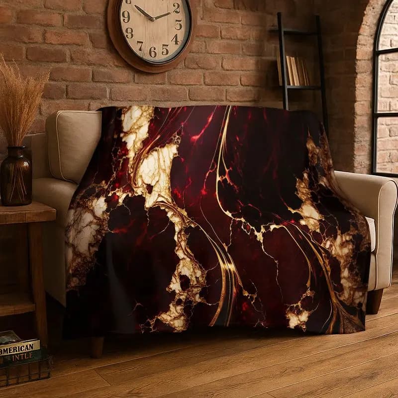 Luxurious Marble Nordic Art Colorful Stones Flannel Blanket Soft Throw Blanket for Bedroom Living Room Bed Travel Camping Picnic