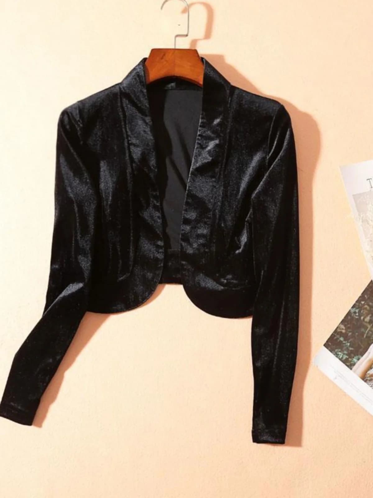Gold Velvet Outerwear Women's Short Style Jacket Winter New Arrival Shoulder Padded Large Size Cardigan Overdress