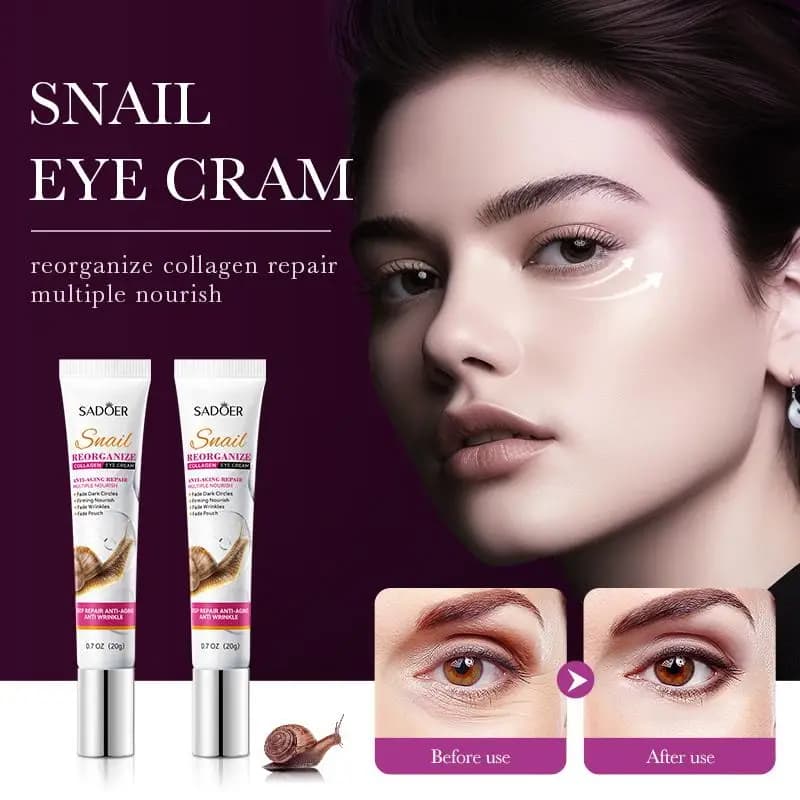 【AD】SADOER Crema Contorno Occhi al Collagene di Lumaca 20g Anti Occhiaie Rimuove Borse Sotto gli Occhi Idratante Rassodante Prodotti per la Cura della Pelle degli Occhi