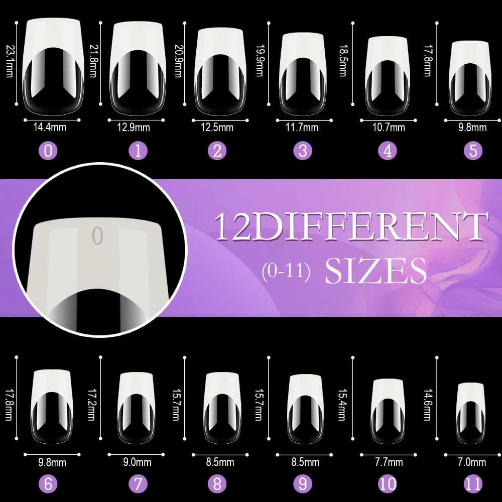 120 Pieces New Fin Nails French Style, Removable, Transparent, Nail Tips for Various Sizes for Women