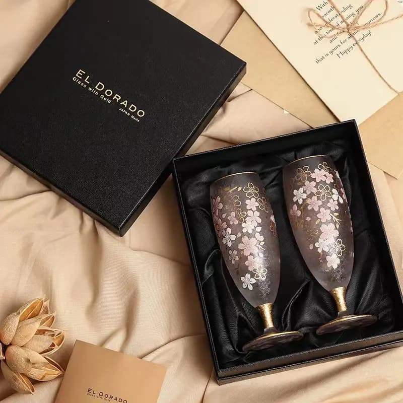 Set di bicchieri da champagne e vino rosso Mistaken Couple, in vetro smerigliato, nuovo regalo di nozze, set di bicchieri in stile giapponese, fatti a mano, vintage
