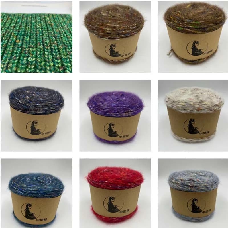 Sfera di filato di mohair tinto da 100 g, filato spray sfumato naturale, morbido e delicato sulla pelle, maglione di lana medio spesso intrecciato a mano con ago