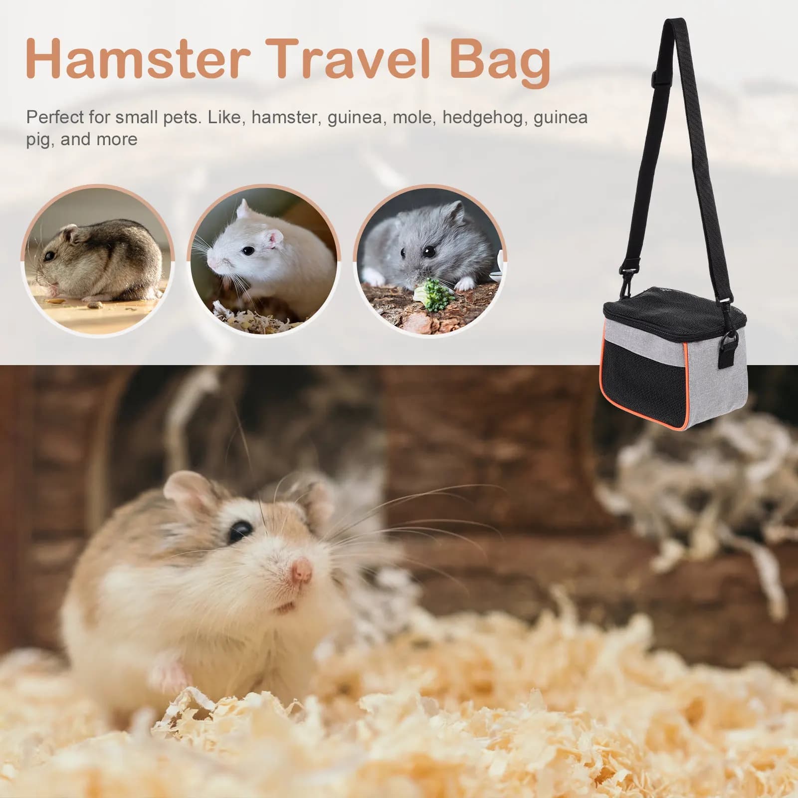 Borsa da trasporto per animali domestici da esterno, in tessuto Oxford, leggera e portatile, per piccoli animali, marsupio per criceti, borsa da viaggio per porcellini d'India, per lo shopping
