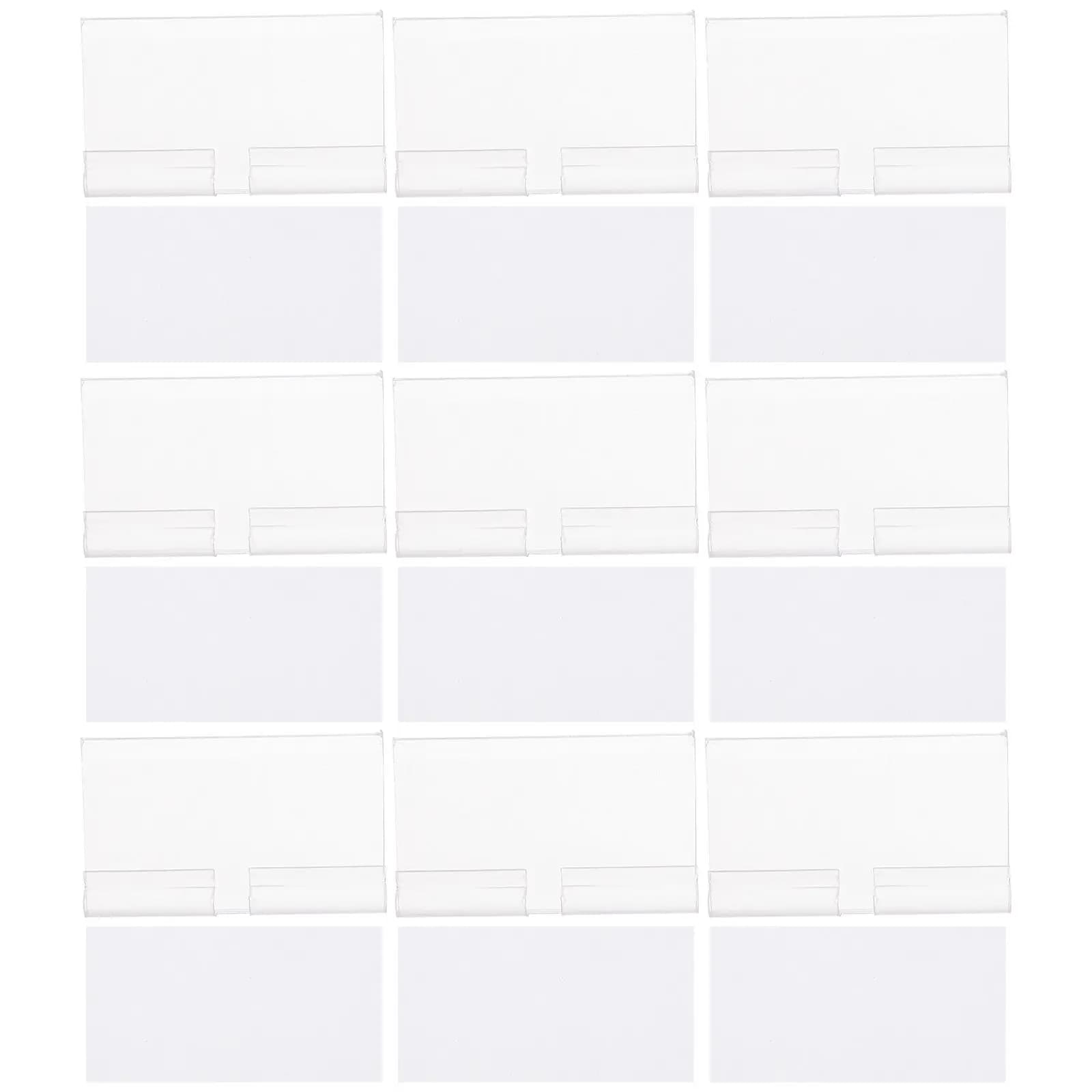 50 Set di Etichette per Cestini, Portaetichette Trasparenti con Clip per Scaffali, Contenitori, Librerie, Supermercati e Negozi al Dettaglio