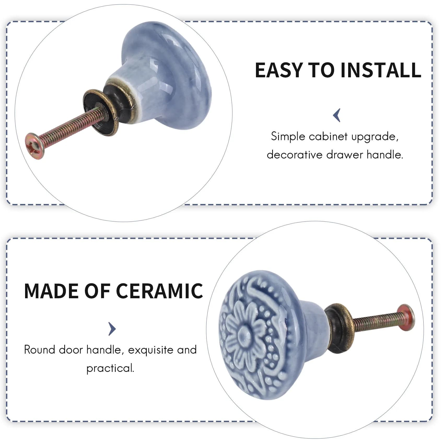 RANA 10PCS Cabinet Knobs Vintage Drawers Handles For Kitchen Cupboard Drawer Bookcase Furniture Door (With Screws)