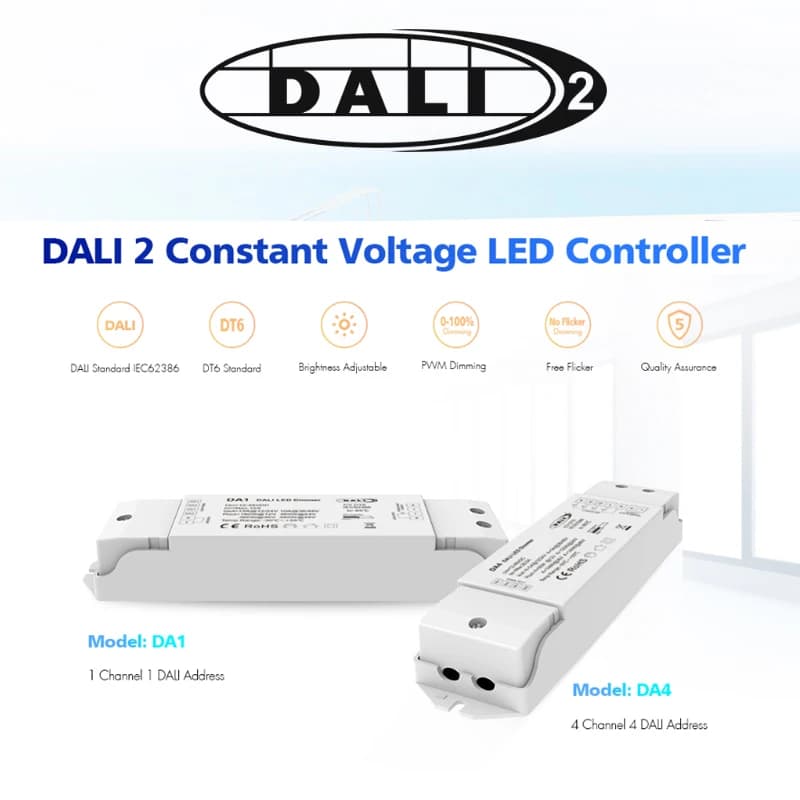DALI LED Dimmer DC 12V 24V 36V 48V DALI-2 Certificato DALI2 Controller LED DT6 PWM Dimmer digitale per strisce LED monocolore 4CH