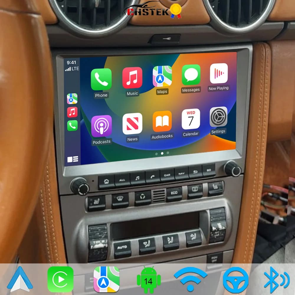 CHSTEK Android 13 Autoradio Per Porsche 911 997 987 Cayman Boxster Multimedia Carplay Lettore di Navigazione GPS WIFI 4G FM Autoradio