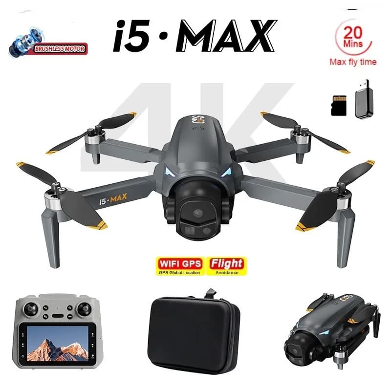 I5 MAX Professional drone with 4K HD camera, WIFI 5G, GPS, FPV, LCD remote control, Quadricottero Brushless Foldable for Air Photography