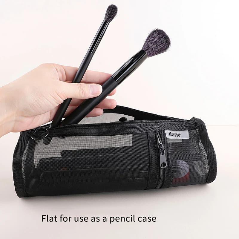 Custodia per pennelli per trucco a doppio uso in rete Custodia per pennelli portatile Custodia da viaggio semplice per secchiello per pennelli di grande capacità