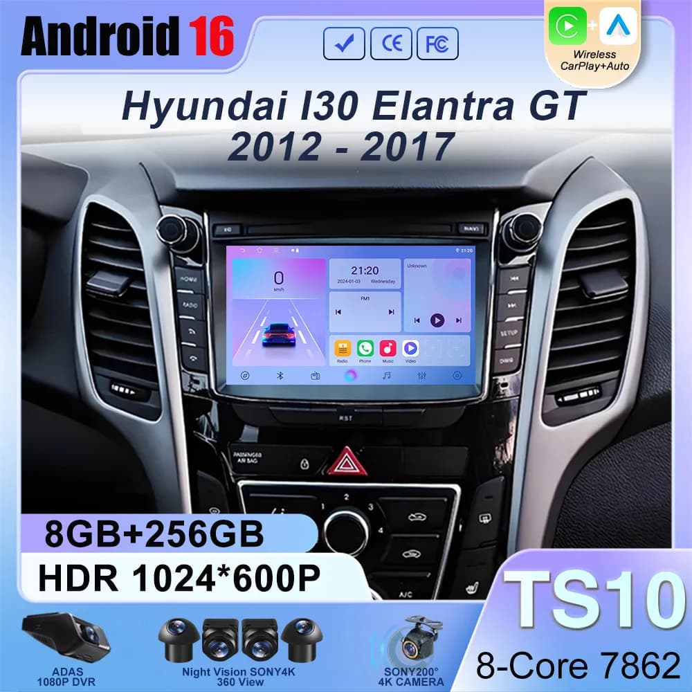 Android Car Stereo Multimedia Unit For Hyundai I30 Elantra GT 2012 - 2017 Radio Video Player GPS Wireless Carplay Android Auto