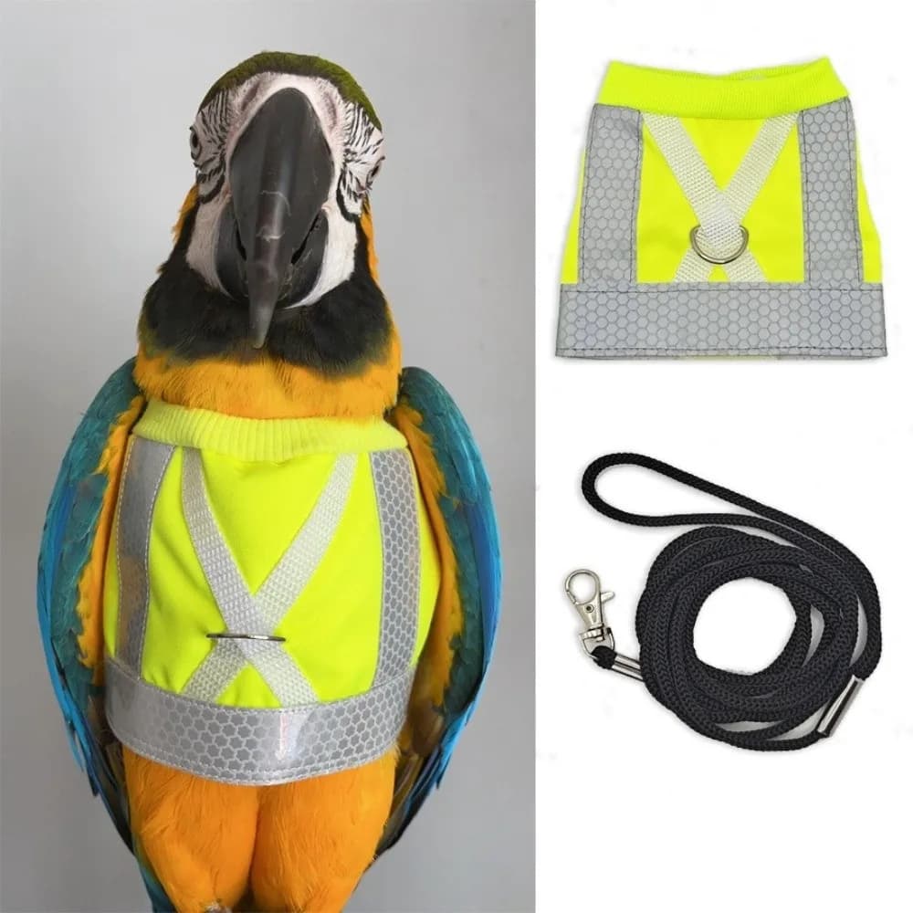 Gilet per pappagalli Tuta regolabile per pappagalli Imbracatura volante Sicurezza Comode guinzagli riflettenti Protezione solare Imbracatura per uccelli Gilet Conures
