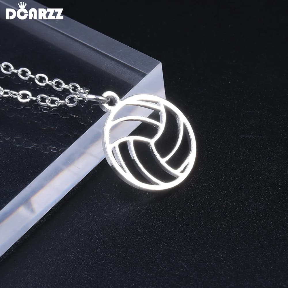 DCARZZ Stainless Steel Volleyball Necklace Neck Chain with Simple Design Cable Pendant for Volleyball Player Lovers