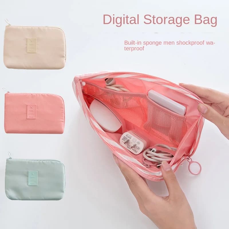 Portable Digital Gadget Storage Bag, Shockproof Sponge Travel Organizer Pouch, Multi‑Pocket Case for USB Cable, Earphone, Charger, Power Bank, Electronic Accessories Travel Storage Kit
