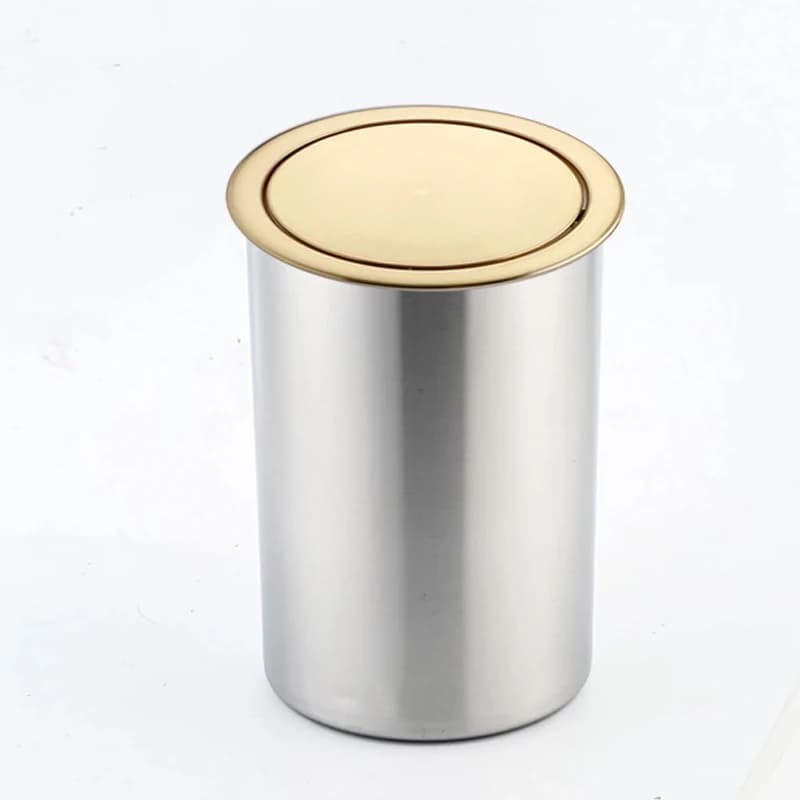 Pattumiera da incasso in acciaio inossidabile da appoggio per armadio da cucina, cestino della spazzatura con coperchio a patta oscillante per ristorante/hotel/ufficio