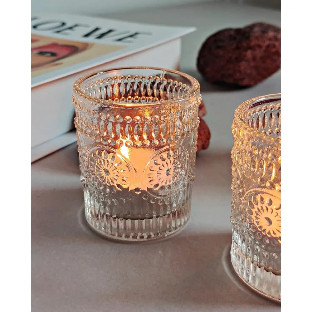 Set di 24 Portacandele Trasparenti, Tutti Portacandele Votive, per Candele Tealight Vintage o Decorazioni per Feste di Compleanno, Matrimoni, Halloween