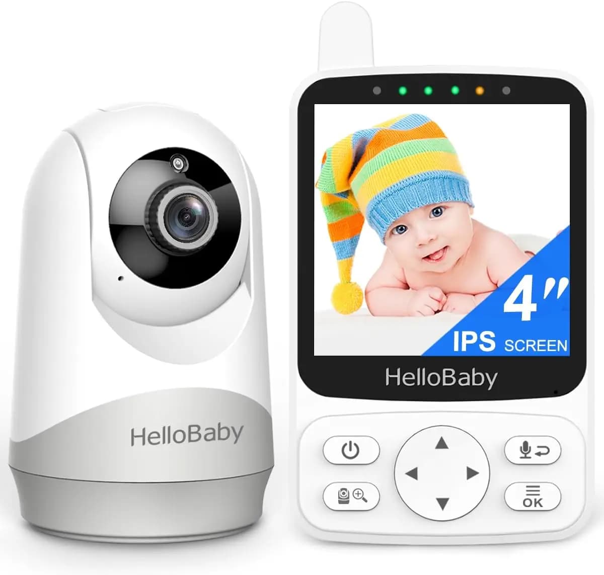 Baby Monitor Senza WiFi con Visione Notturna, Schermo IPS da 4 Pollici, Comunicazione Bidirezionale, PTZ, Batteria da 26 Ore, Portata di 300 Metri per Cameretta e Viaggi