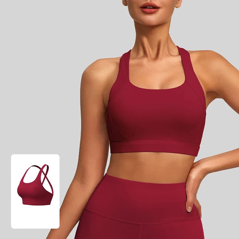 Reggiseno Sportivo Donna 2026 Effetto Nudo, con Spalline Incrociate, Alta Elasticità, Imbottiture Rimovibili, Traspirante e Impermeabile per Yoga e Palestra