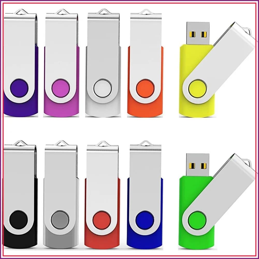 10 Pack 32GB USB 2.0 Flash Drives, Assorted Colors, Twist Design