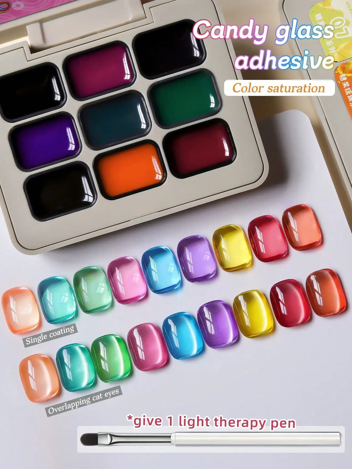Set da 9 pezzi Smalto per unghie color nail art primaverile 2025, regalo per nail art con effetto sfumato adesivo rigido durevole