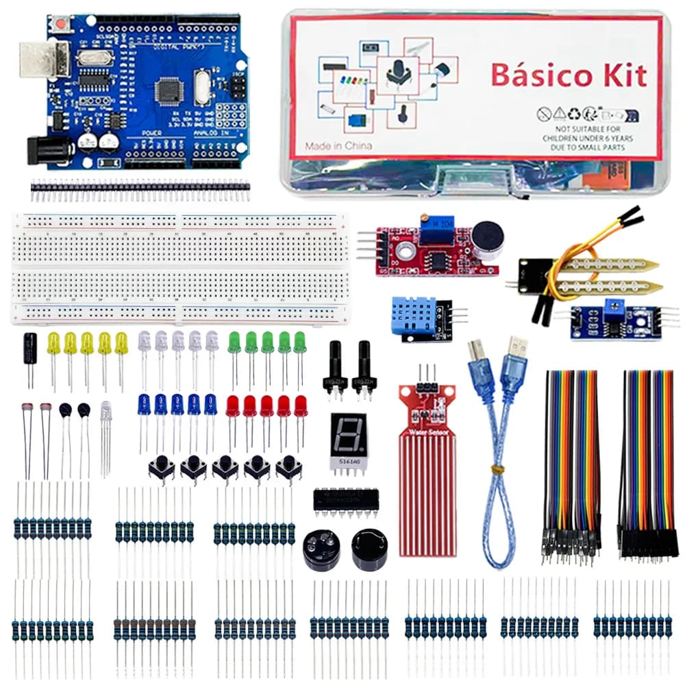 Elecrtonics Fun Basico Kit per Arduino Uno R3 Board BreadBoard a 830 fori Dupont Elecrtonics Starter Kit di apprendimento