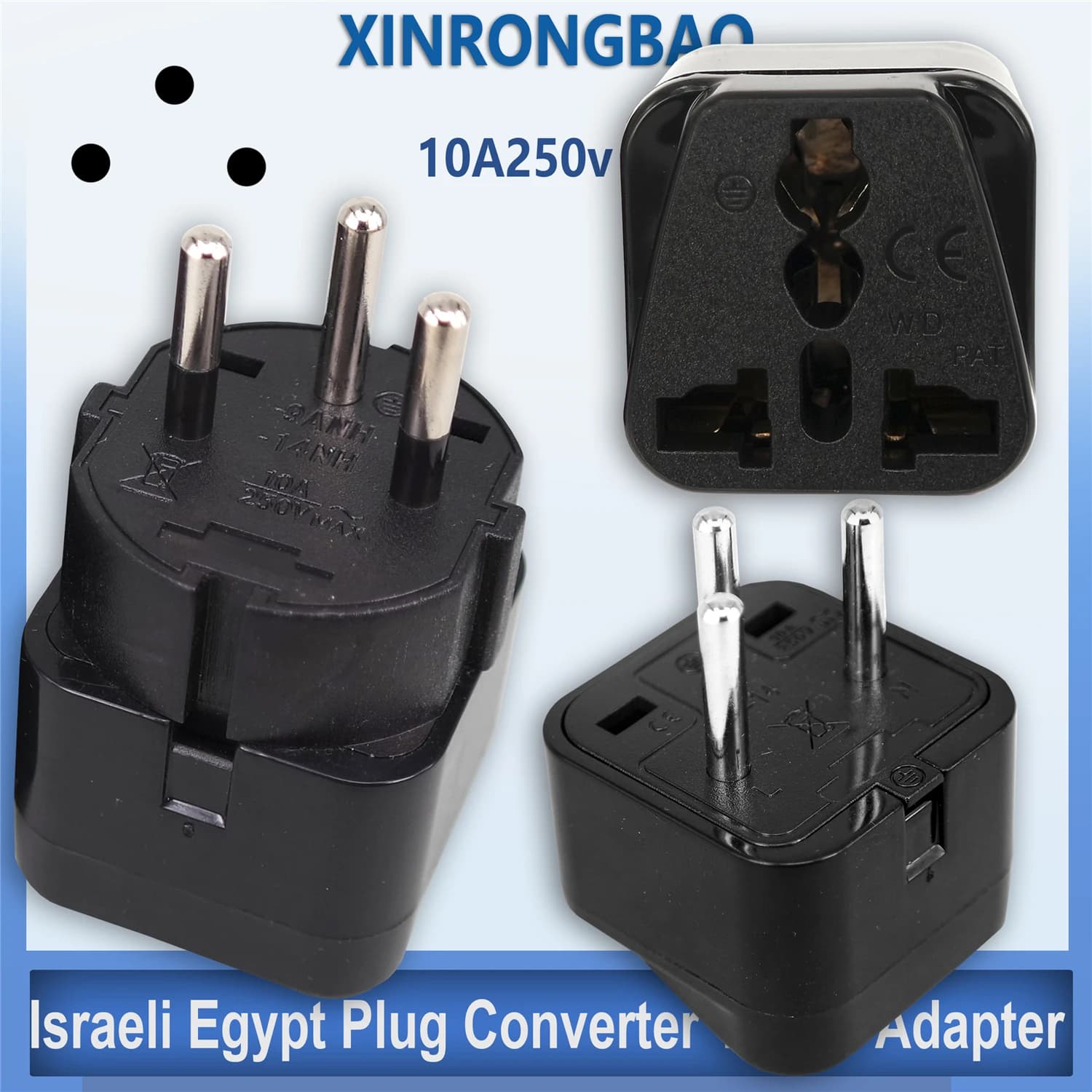Adattatore universale per spina IL EG convertitore ca 10A EU US AU UK To Israel Egypt presa per adattatore di alimentazione da viaggio a 3 Pin presa per caricabatterie a muro