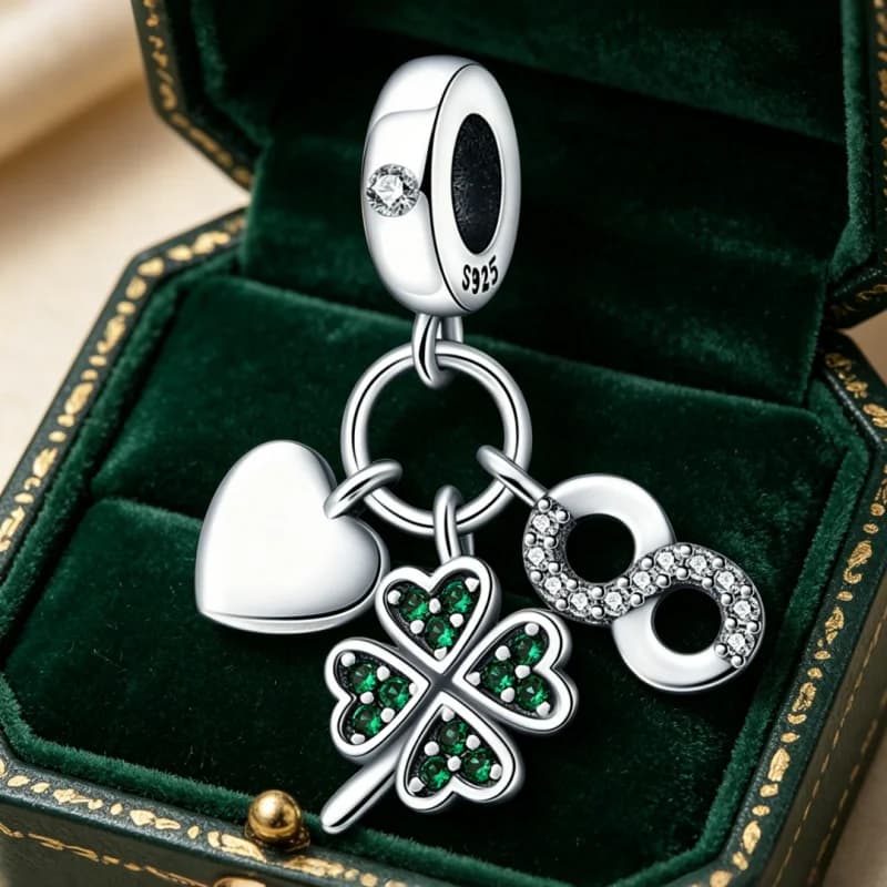 Nuovi ciondoli portafortuna a forma di quadrifoglio in argento sterling 925 per donne, adatti a braccialetti originali, gioielli fai da te, regali di compleanno