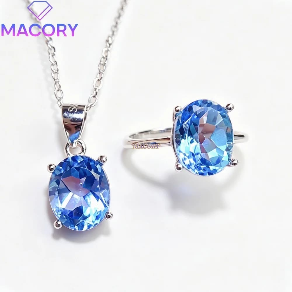 S925 sterling silver natural topaz jewelry set with delicate and simple design for everyday wear great for Valentine’s Day gift