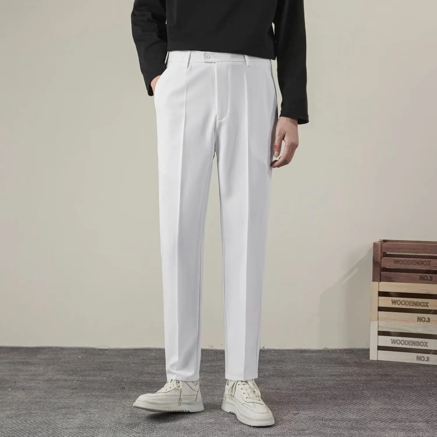 Pantaloni casual dritti tinta unita da uomo estivi Moda classica Business Casual Abbigliamento maschile di marca Pantaloni classici da abito slim