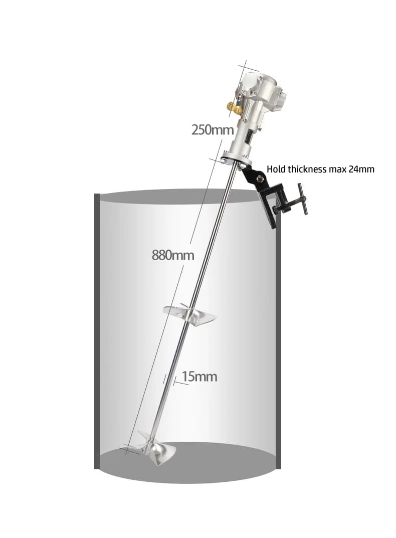 Frullatore reversibile con piastra di pressione pneumatica portatile da 100 galloni Frullatore con morsetto per vernice chimica per petrolio Foglia in alluminio inossidabile