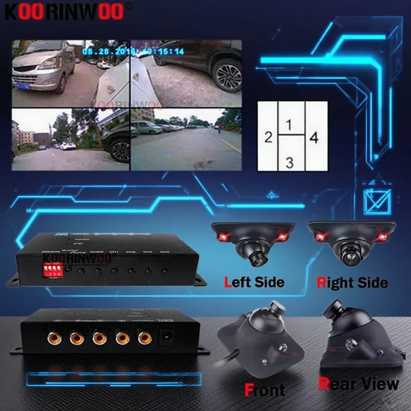 360 Auto Around View Camera Indietro Lato Frontale 4 Vie Scatola Nera Per Parktronic Sicurezza Navigazione Android Radio Telecamere di Retromarcia