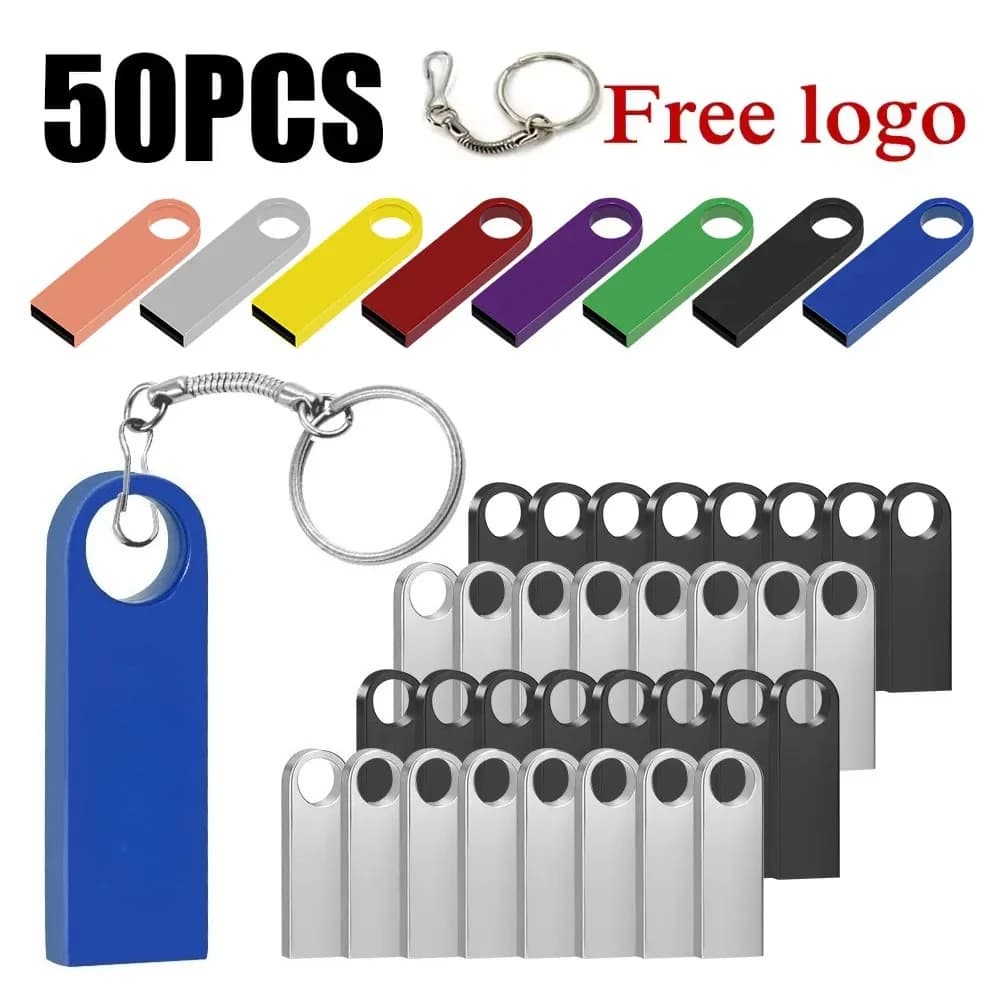 Pendrive USB 2.0 in Metallo Impermeabile Super Mini da 50 Pezzi, 32GB 16GB 8GB 4GB, Personalizzabile con Logo