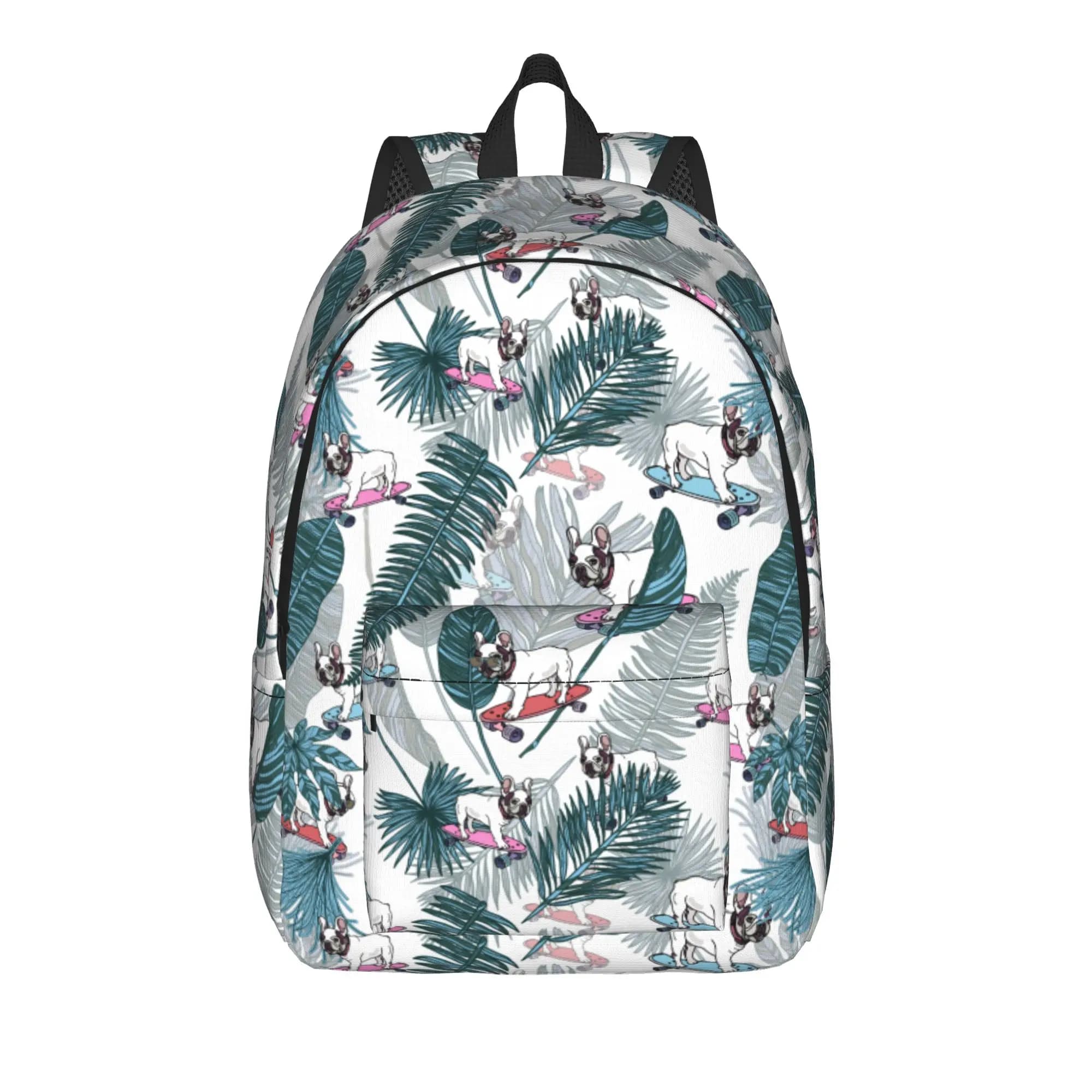 French Bulldog Dog Backpack for Men Women Fashion High School Business Daypack Animal Laptop Canvas Bags with Pocket
