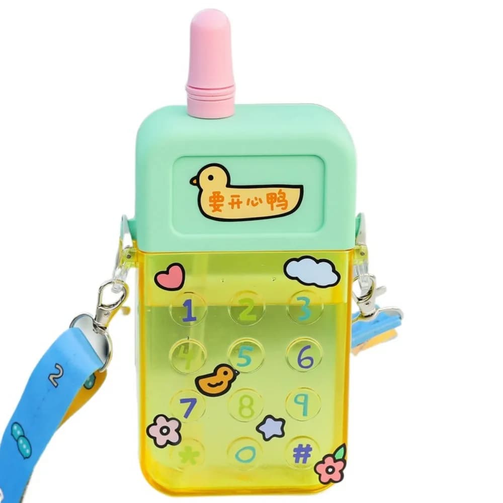 Borraccia Antiurto per Cellulare con Cinghia Regolabile, Simpatica Bottiglia in Plastica per Bere, Tazza Sportiva a Cartone Animato, Decorazione per la Casa