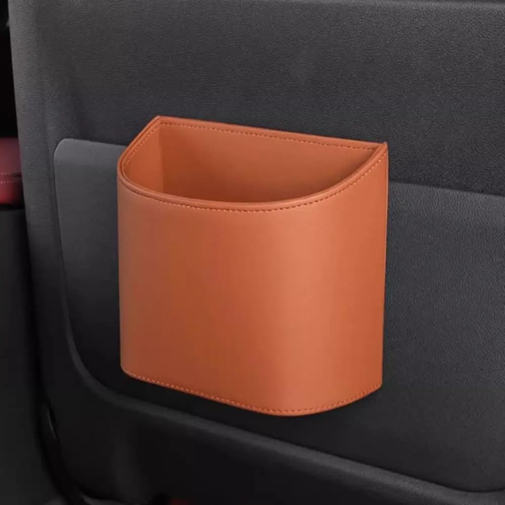 Pattumiera per auto in pelle appesa scatola portaoggetti impermeabile per sedile posteriore per auto porta per auto portatile universale per bidone della spazzatura del veicolo