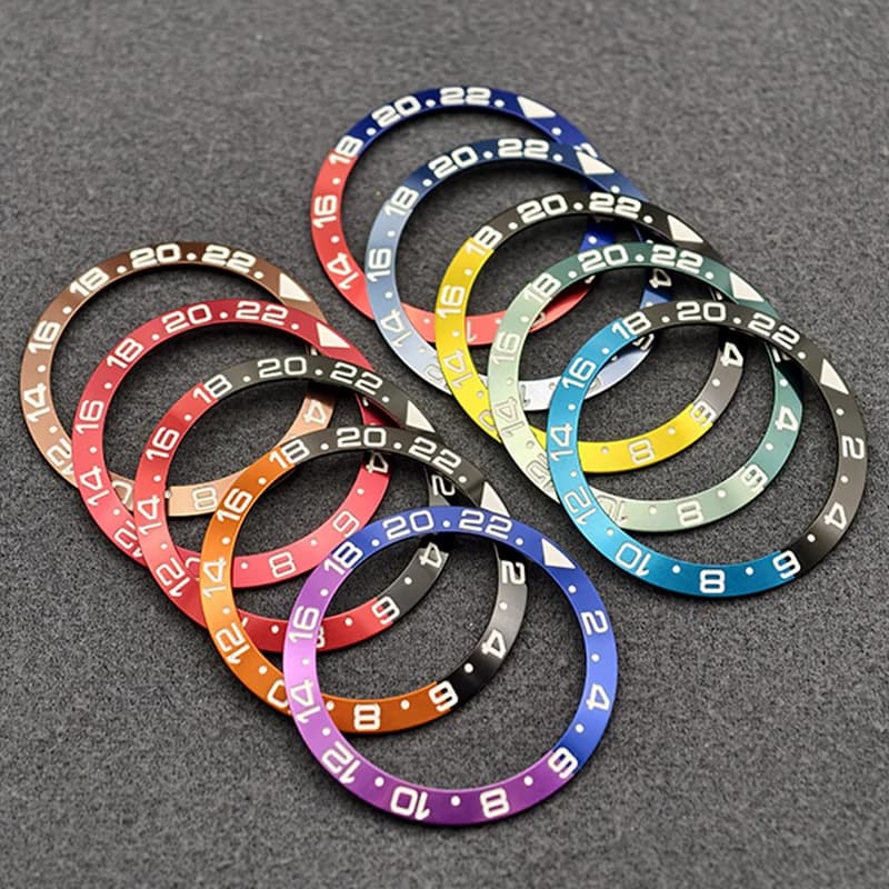 Ghiera in Alluminio Curva da 38mm Compatibile con Cassa Orologio SRPD GMT SUB SKX007 SKX009 Movimento NH35 NH36 Parte di Ricambio per Orologio da Uomo