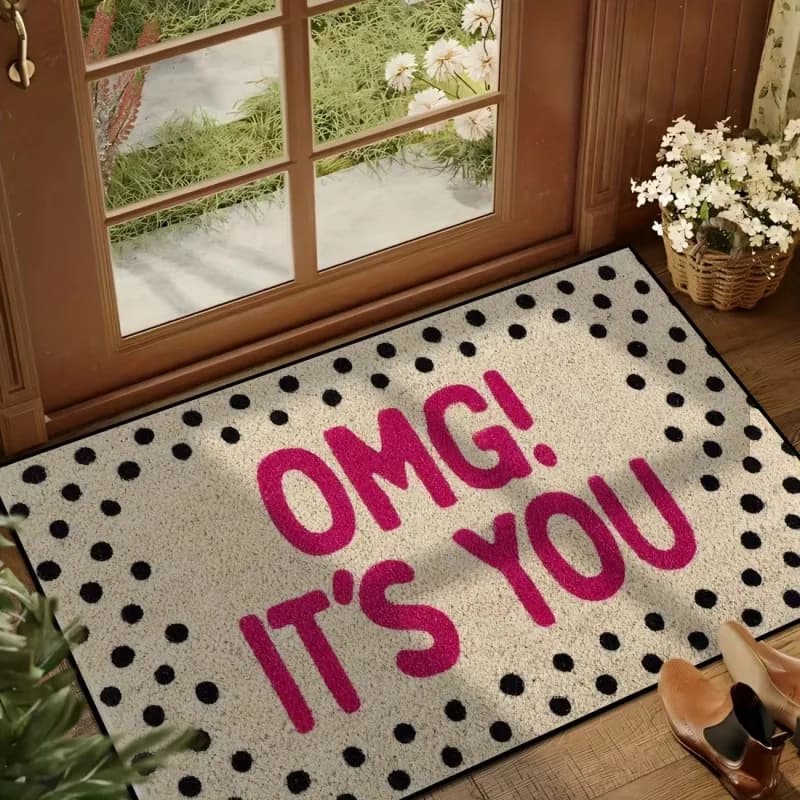 Cartoon Cat Welcome Coconut Fiber Door Mat Cute Animal Pattern Non-Slip Washable Entrance Rug