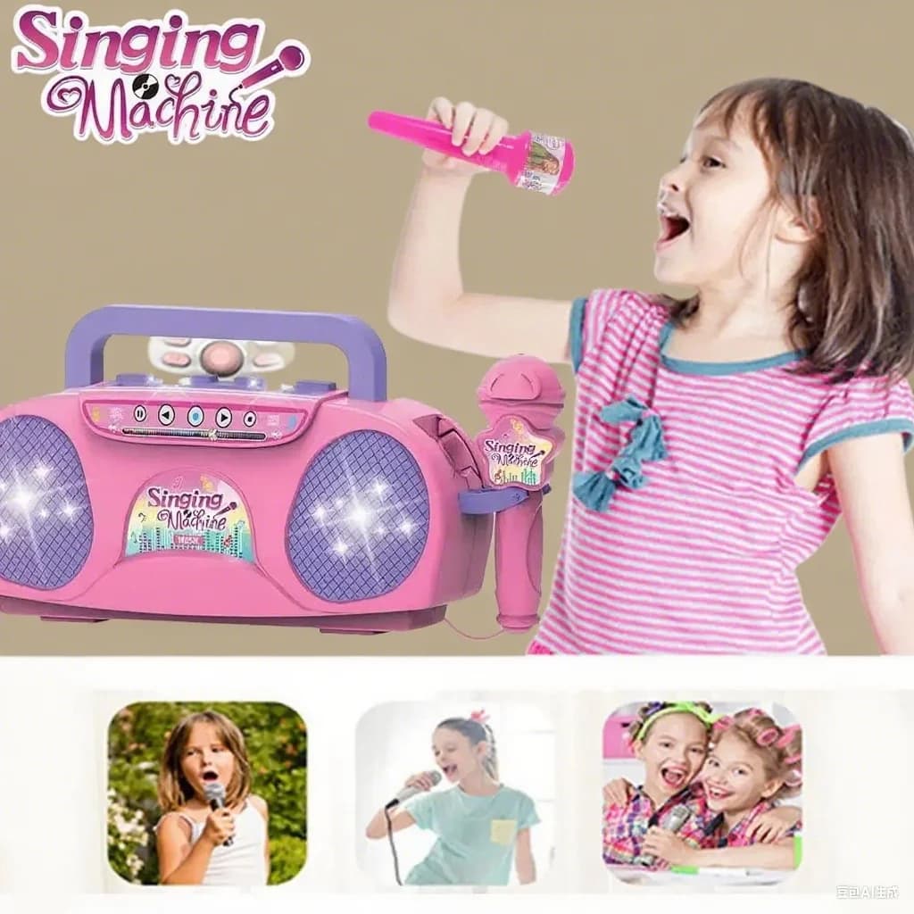 Microfono per macchina karaoke per bambini con luci Giocattolo da canto portatile per bambini Regalo musicale educativo per ragazze Ragazzo Natale