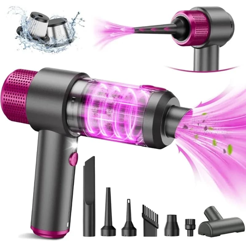 EYYA Aspirapolvere per auto senza fili portatile, mini aspirapolvere per auto portatile 4 in 1, alta potenza 15000PA e spolverino con LED Lig