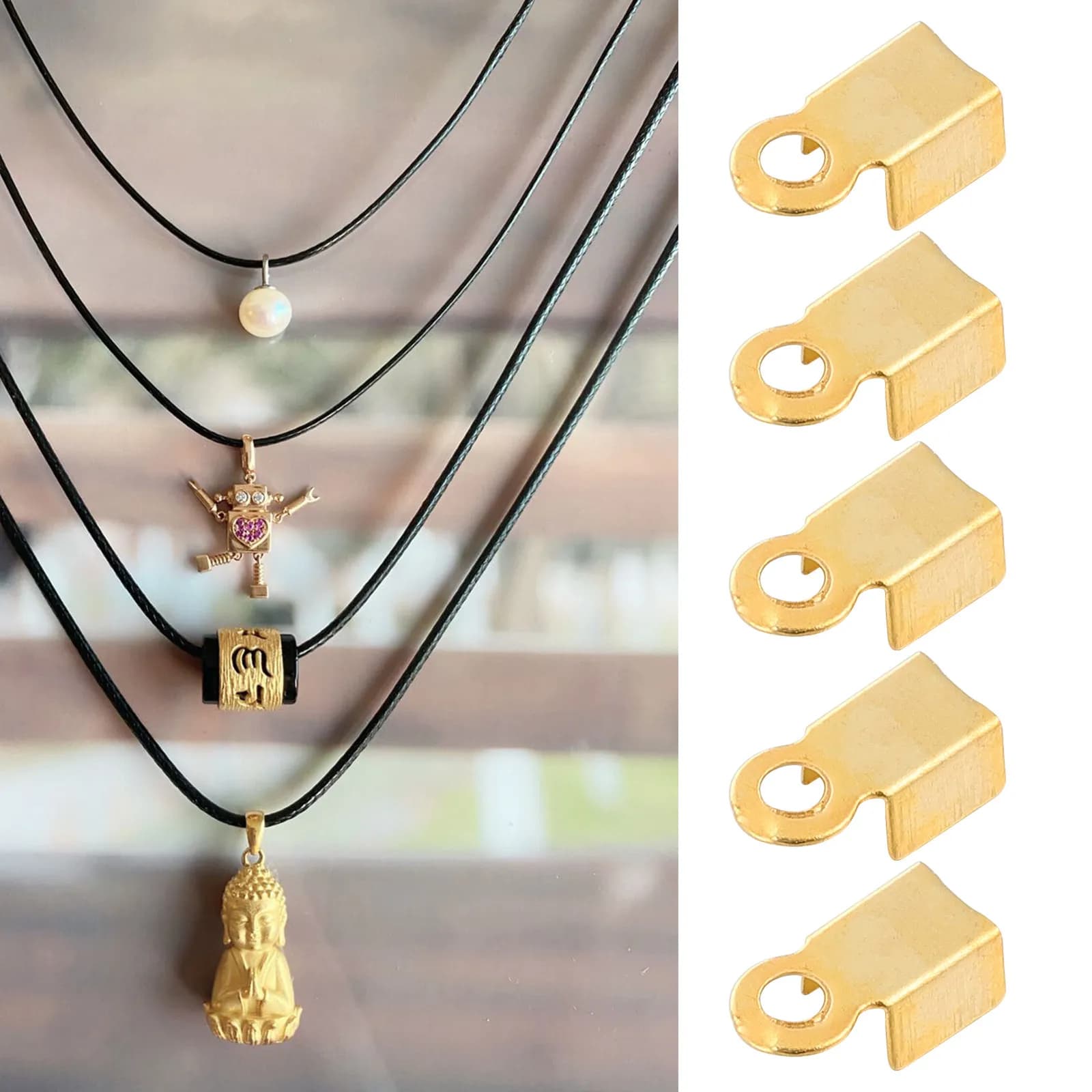 500Pcs Square Flat Metal Keychain Clasps for Wristband DIY Jewelry Making Cord Ends Crimp Clamps for Ribbon Bracelets