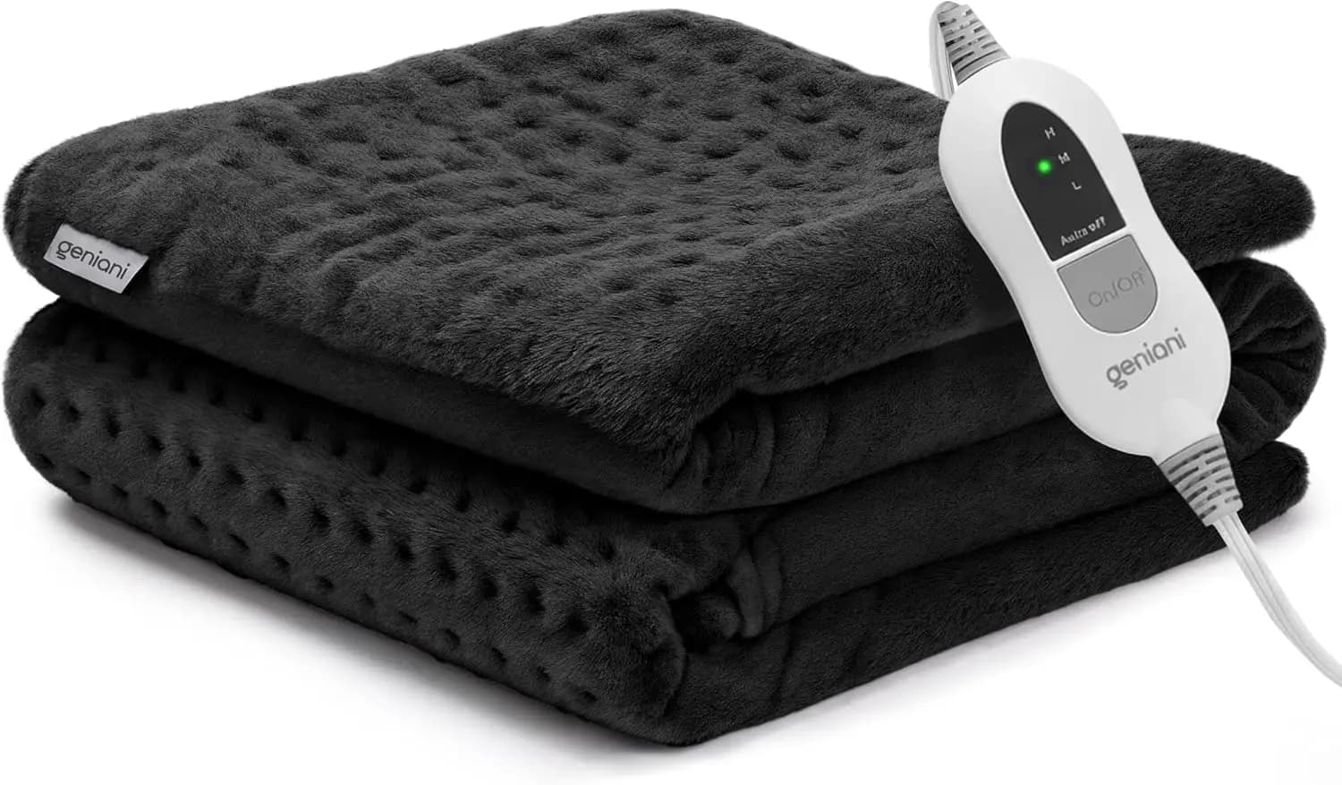Coperta elettrica riscaldata per alleviare il mal di schiena, spegnimento automatico, lavabile, cuscinetto termico umido (12x24 Jet Black)