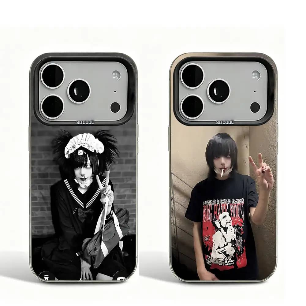 Senketsuakochan Black Matte Case For iPhone 16 15 17 14 11 12 13 Pro Max So Cool Lens Bumper Printed Cover