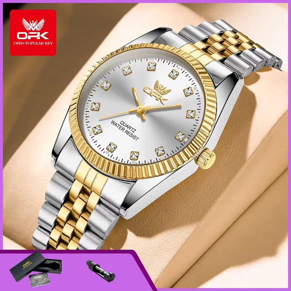 OPK 6027 Luxury Brand Men's Watch, Stainless Steel Strap, Simple, Waterproof, Bright, Original Quartz Watches For Men