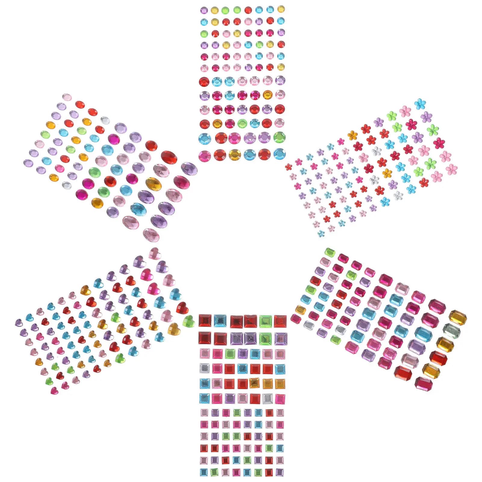 12 Fogli di Strass Acrilici Autoadesivi Scintillanti per Trucco Occhi, Festival, Nail Art, Decorazioni e Glitter per il Viso