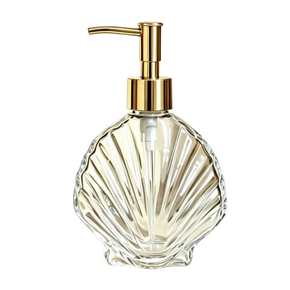 400ml Shell Shaped Soap Dispenser Press Type Glass Liquid Soap Container Reusable Leakproof Hand Sanitizer Holder Kitchen