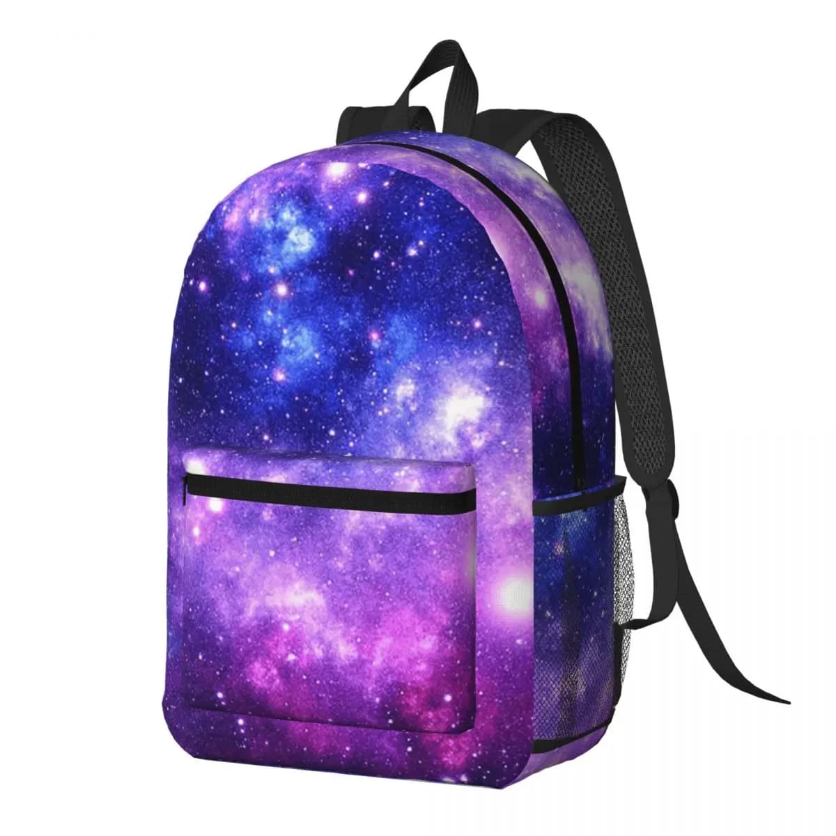 Purple Blue Galaxy Nebula Backpack Daypack Large Capacity Children BookBag School Bag Shoulder Bags for Men Women