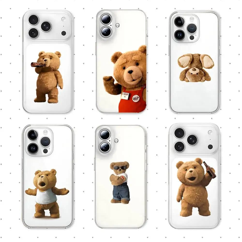 Custodia Morbida Trasparente Antiurto per iPhone 17 16 15 14 13 12 11 Pro Max Mini Plus con Design Orsetto Teddy Carino