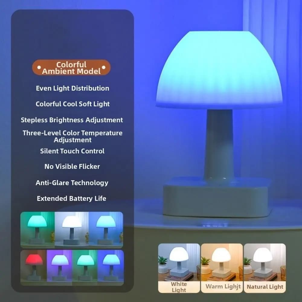 RGB/Tricolor Light LED Table Lamp Adjustable Brightness Digital Clock Desk Lamp Rechargeable Eye Protection Night Light